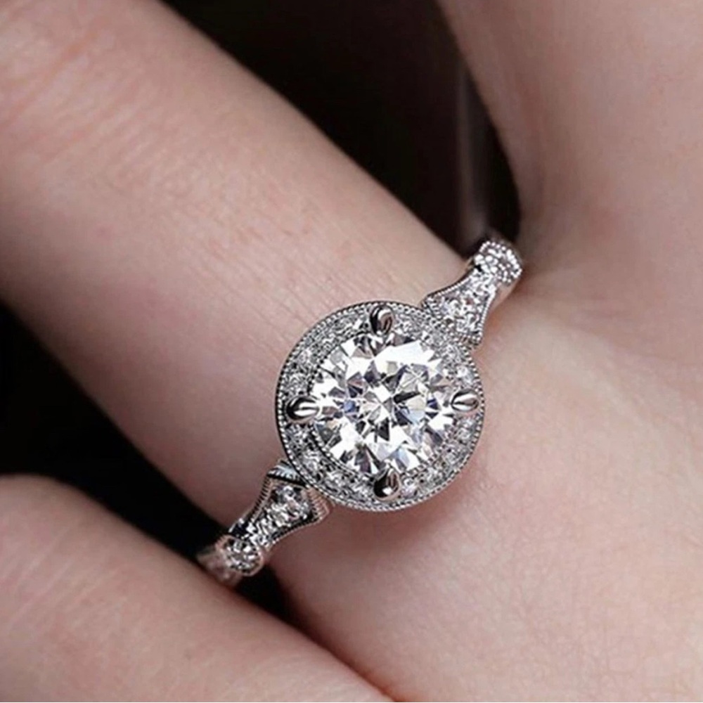 1930s Antique 2.30Ct White Round Cut Diamond Engagement Wedding Ring In S925